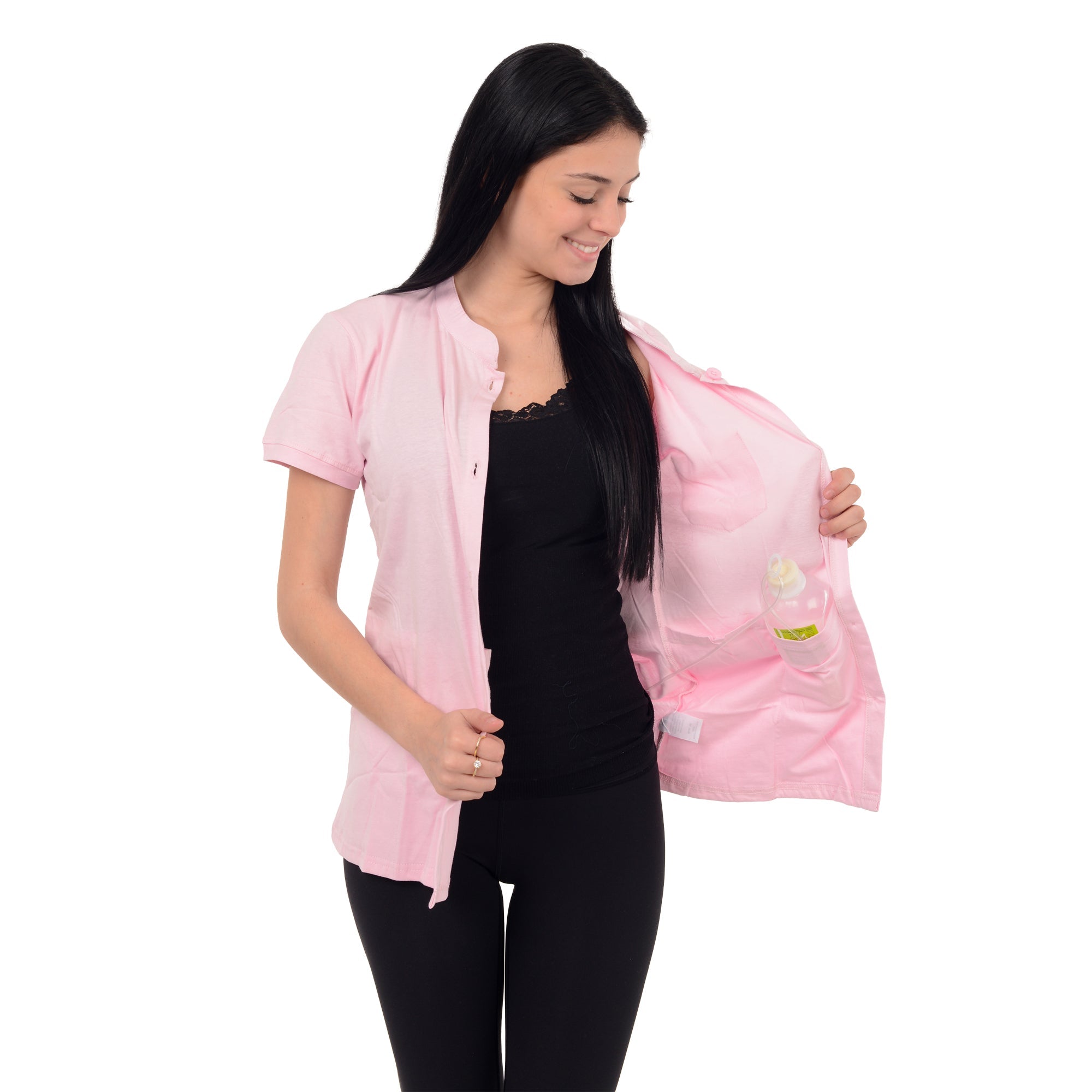 Post Mastectomy Band collar shirt with Drain pockets Camisole for Drain Management Systems